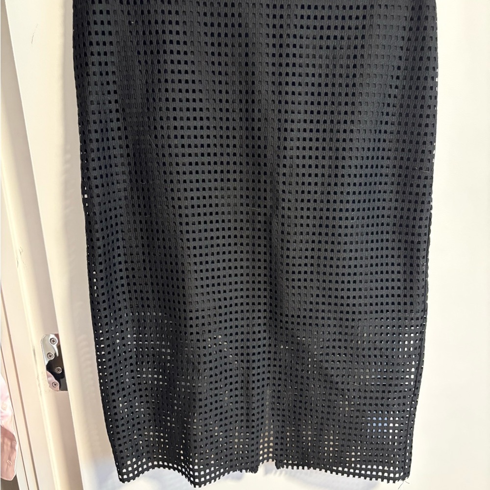 Trina Turk Black Laser-Cut Pencil Skirt